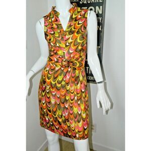 Milly New York 5F Bergdorf Goodman Dress Size 2 Multicolor Psychedelic Silk